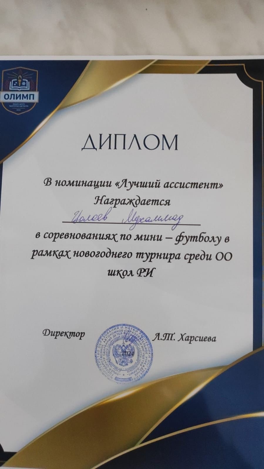 Футбольный клуб «Луч», который функционирует на базе нашей школы под руководством Падиева Ахмеда заняли 3 место в соревнованиях по мини - футболу в рамках новогоднего турнира среди ОО школ РИ!.